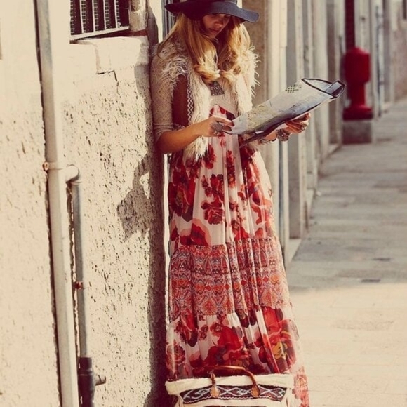 Free People Ethnic Rose Floral Print Maxi Dress - Picture 2 of 6